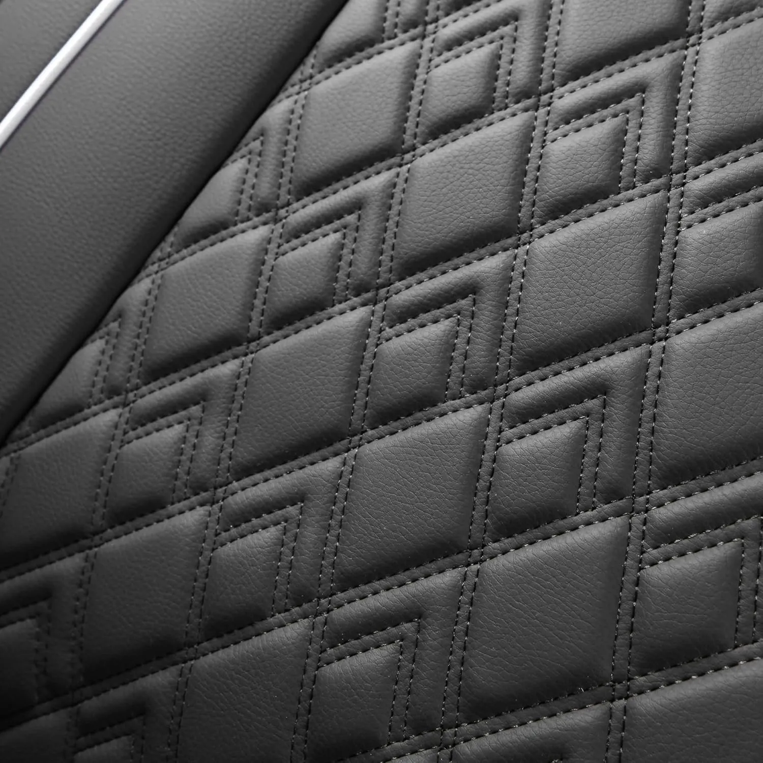 JOJOBAY Chevy Silverado Seat Covers,Leather Seat Covers for GMC Sierra,Custom Fit 2007-2026 1500 2500HD 3500HD Crew Double Extended Regular Cab,LT LZT RST Trail Boss(Front Pair,Black White)