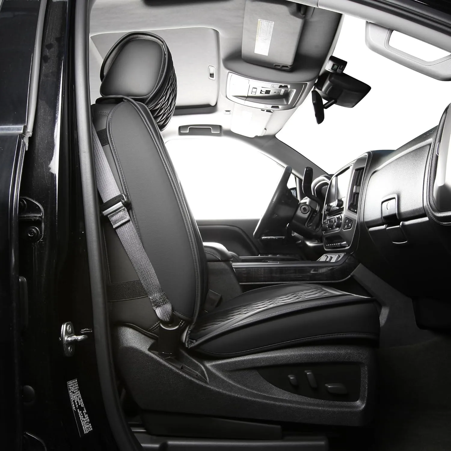 JOJOBAY Chevy Silverado Seat Covers,Leather Seat Covers for GMC Sierra,Custom Fit 2007-2026 1500 2500HD 3500HD Crew Double Extended Regular Cab,LT LZT RST Trail Boss(Front Pair,Black White)