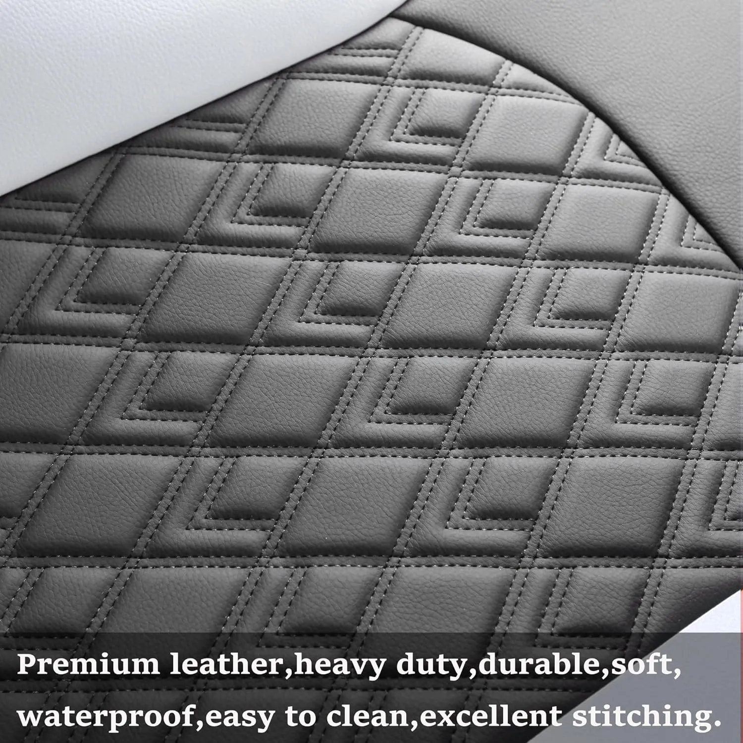 JOJOBAY Chevy Silverado Seat Covers,Leather Seat Covers for GMC Sierra,Custom Fit 2007-2026 1500 2500HD 3500HD Crew Double Extended Regular Cab,LT LZT RST Trail Boss(Front Pair,Black White)