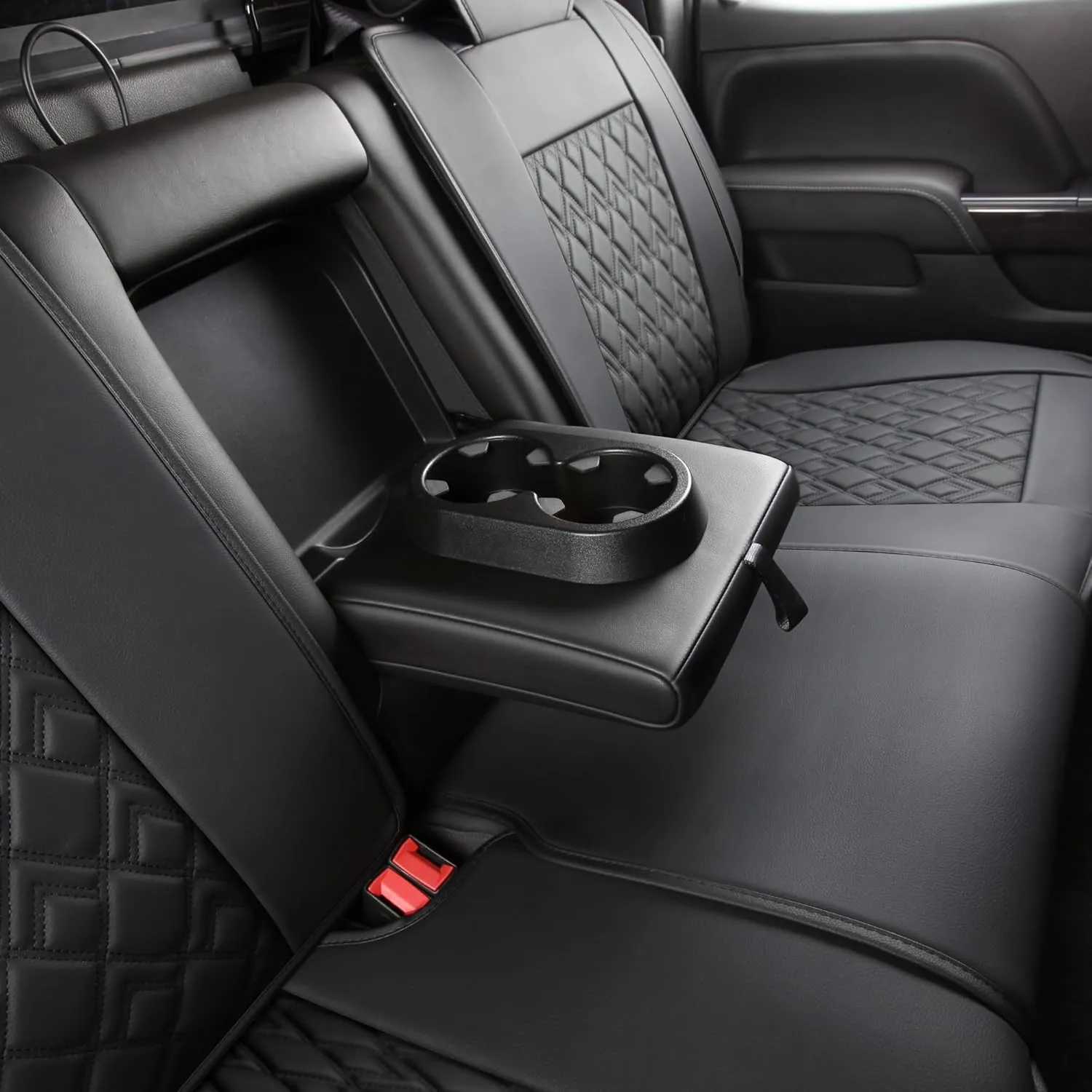JOJOBAY Chevy Silverado Seat Covers,Leather Seat Covers for GMC Sierra,Custom Fit 2007-2026 1500 2500HD 3500HD Crew Double Extended Regular Cab,LT LZT RST(Rear Seat Covers,Black)