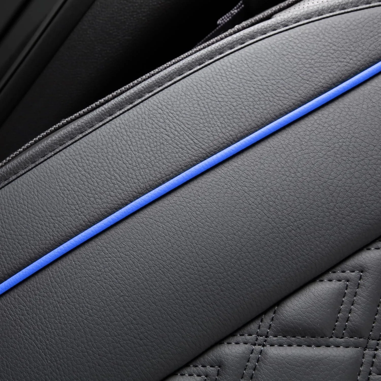 JOJOBAY Chevy Silverado Seat Covers,Leather Seat Covers for GMC Sierra,Custom Fit 2007-2026 1500 2500HD 3500HD Crew Extended Regular Cab,LT LZT(Rear Seat Covers,Black Blue)