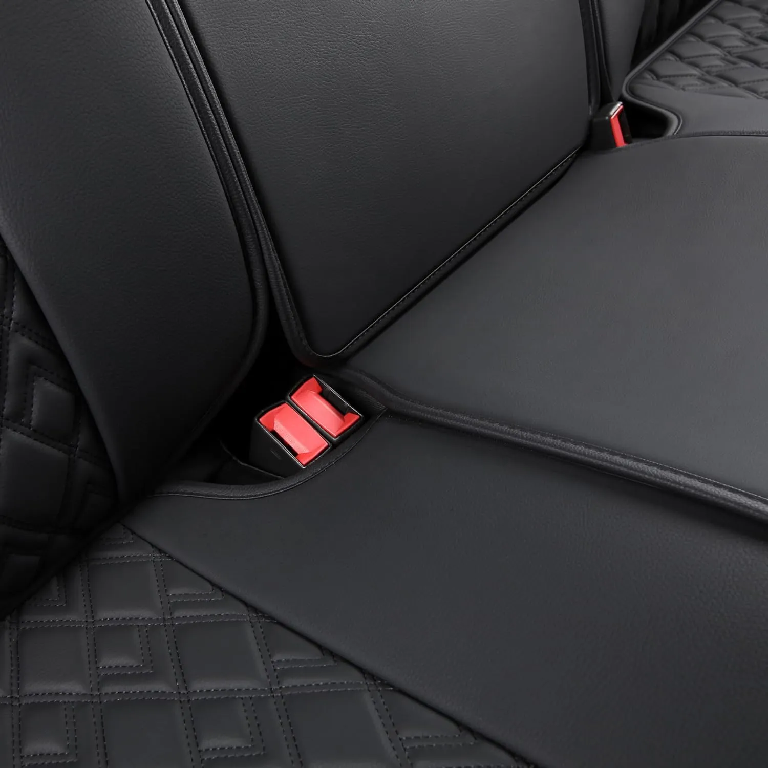 JOJOBAY Chevy Silverado Seat Covers,Leather Seat Covers for GMC Sierra,Custom Fit 2007-2026 1500 2500HD 3500HD Crew Extended Regular Cab,LT LZT(Rear Seat Covers,Black Blue)