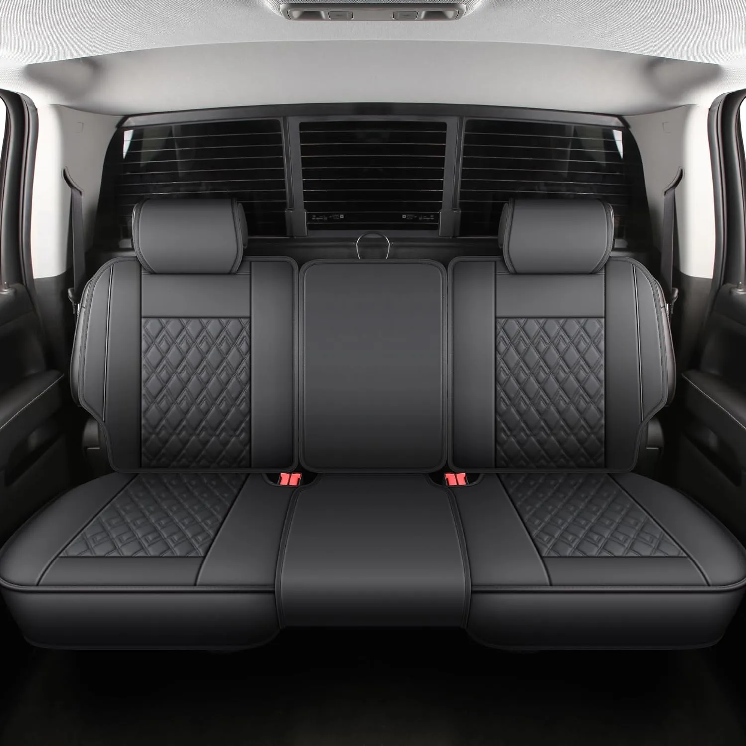 JOJOBAY Chevy Silverado Seat Covers,Leather Seat Covers for GMC Sierra,Custom Fit 2007-2026 1500 2500HD 3500HD Crew Extended Regular Cab,LT LZT(Rear Seat Covers,Black Blue)