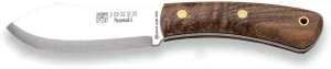Joker Knife Nessmuk S 132, 4.3 in. Blade Sandvik 14C28N, Birch and Walnut Handle, Brown Leather Sheath, Fishing, Hunting, Camping and Trekking Tool (Walnut Wood, Leather Sheath)