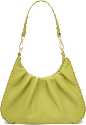 JOLLQUE Small Shoulder Bag for Women,Mini Leather Dumpling Tote Purse,Handbags Soft Ruched Cloud