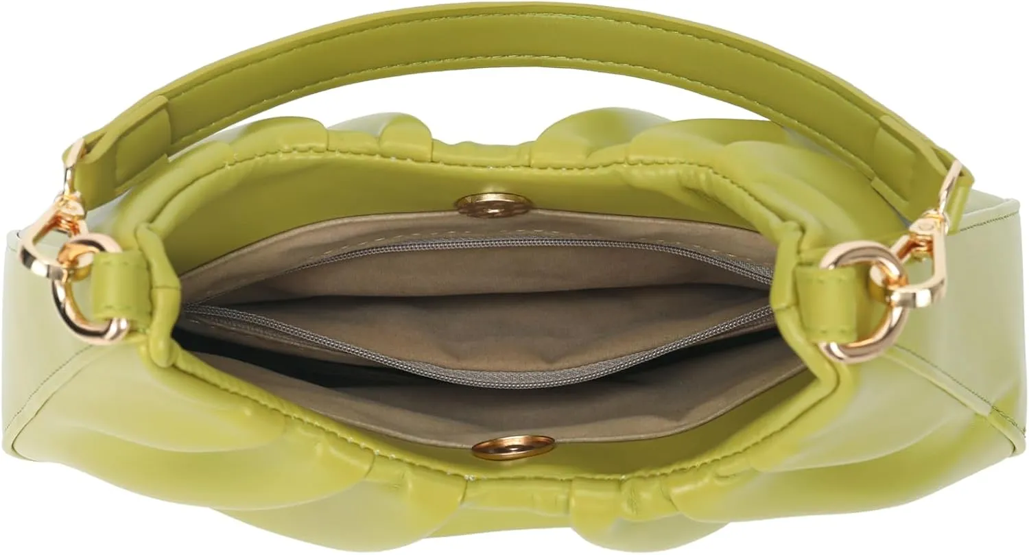 JOLLQUE Small Shoulder Bag for Women,Mini Leather Dumpling Tote Purse,Handbags Soft Ruched Cloud