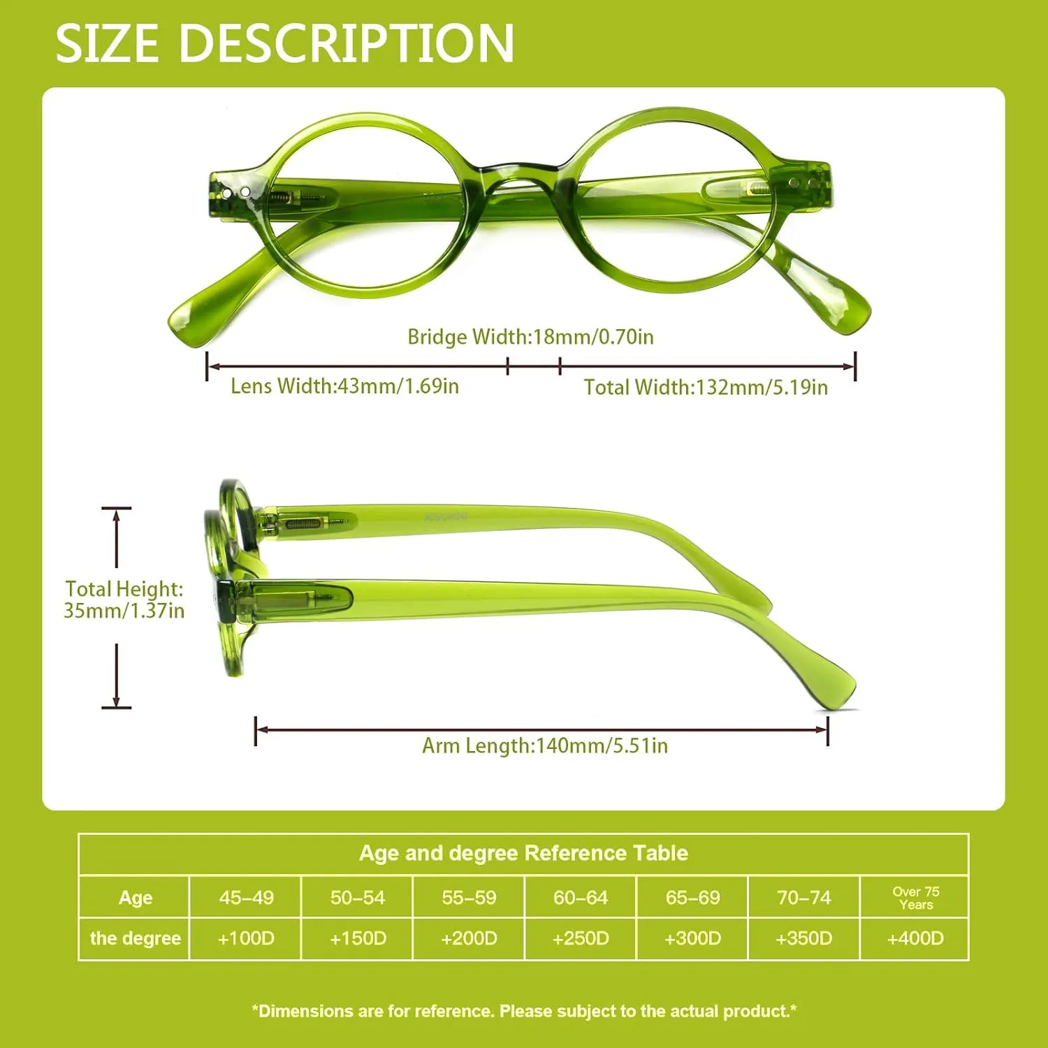 JOSCHOO 5 Pack Retro Round Reading Glasses Mini Small Comfortable Readers for Women Men (5 Mix Clour-8, 0.50)