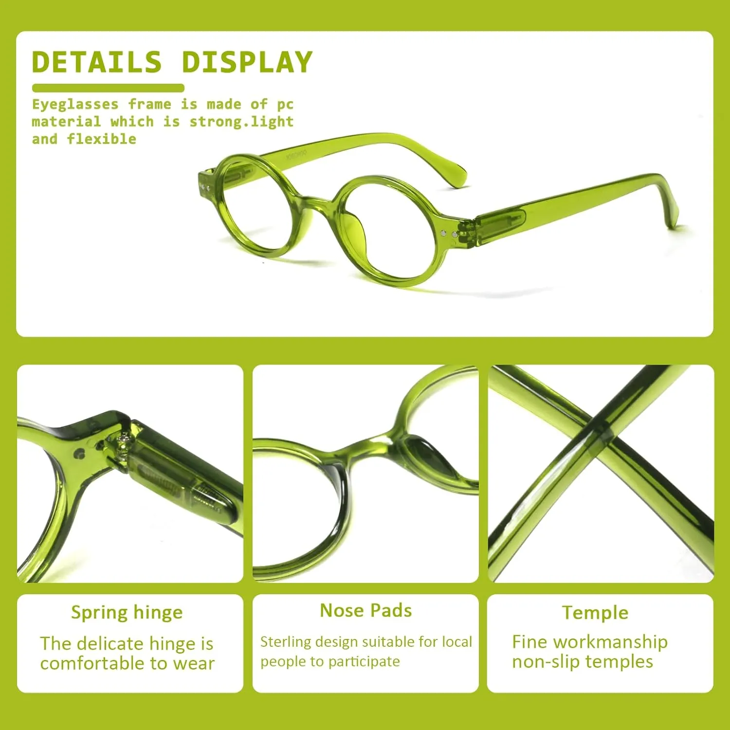 JOSCHOO 5 Pack Retro Round Reading Glasses Mini Small Comfortable Readers for Women Men (5 Mix Clour-8, 0.50)