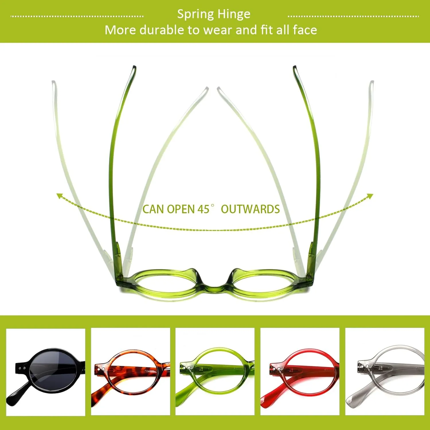 JOSCHOO 5 Pack Retro Round Reading Glasses Mini Small Comfortable Readers for Women Men (5 Mix Clour-8, 0.50)