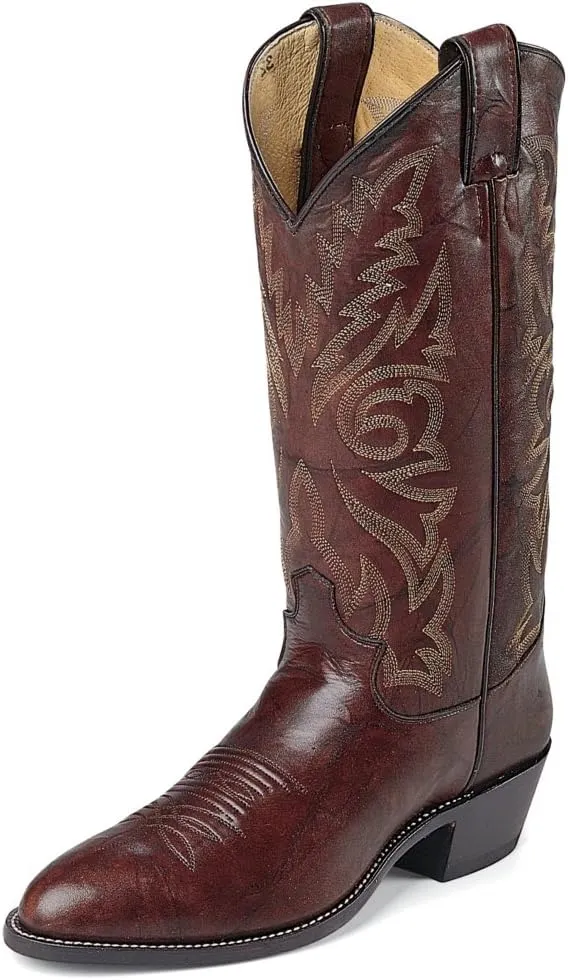 Justin Buck 13" Cowboy Boots for Men - Durable Premium Full-Grain Leather Round Toe Western Boots Build with Cushioned Insole & Full Welt Construction