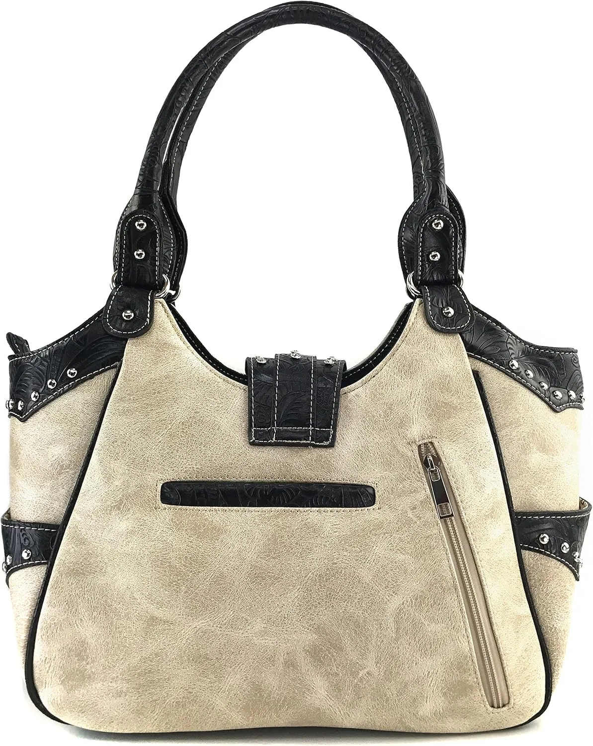 Justin West American Albino Floral Embroidery Buckle Shoulder Concealed Carry Handbag Purse