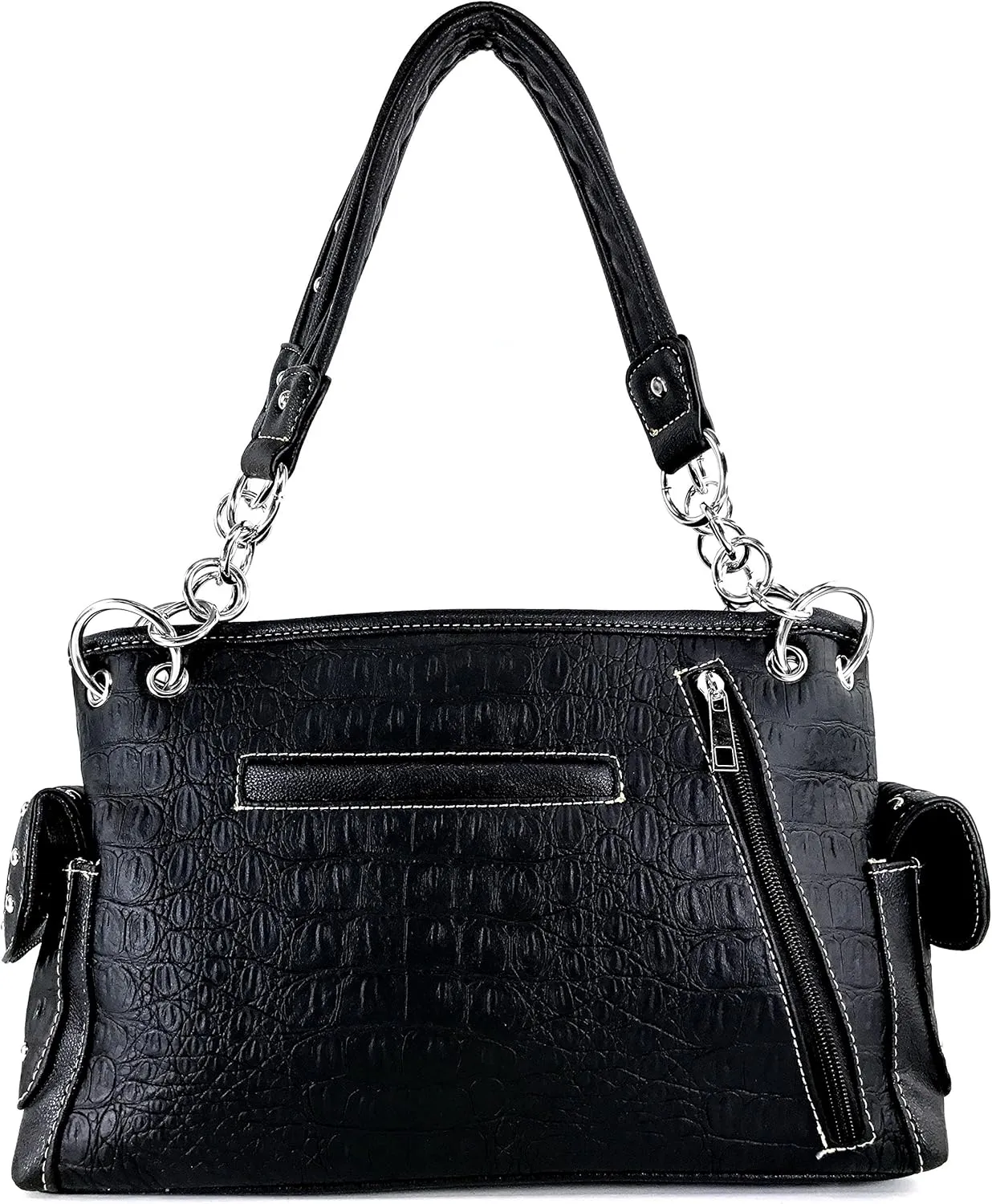 Justin West Paisley Embroidery Floral Tooled Leather Rhinestone Cross Shoulder Concealed Carry Handbag Purse
