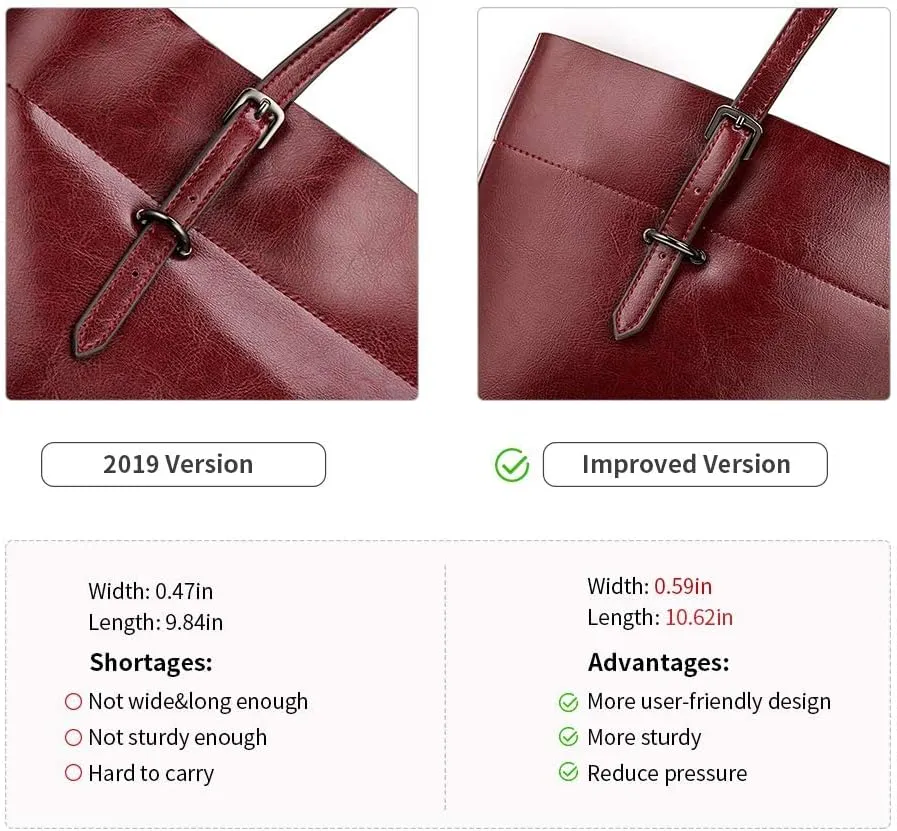 Kattee Vintage Genuine Leather Tote Shoulder Bag for Women Satchel Handbag with Top Handles