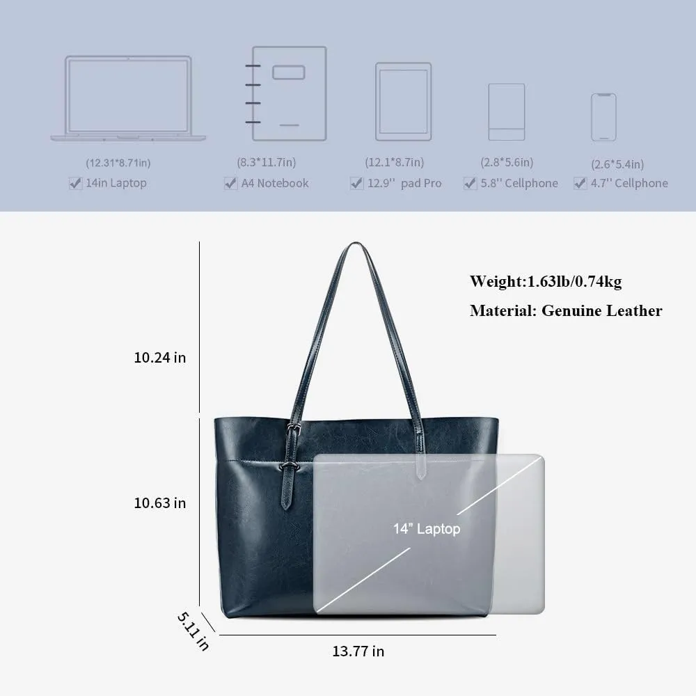 Kattee Vintage Genuine Leather Tote Shoulder Bag for Women Satchel Handbag with Top Handles