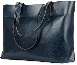 Kattee Vintage Genuine Leather Tote Shoulder Bag for Women Satchel Handbag with Top Handles