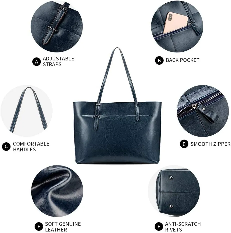 Kattee Vintage Genuine Leather Tote Shoulder Bag for Women Satchel Handbag with Top Handles