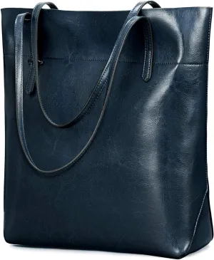 Kattee Vintage Genuine Leather Tote Shoulder Handbag for Woman with Adjustable Handles