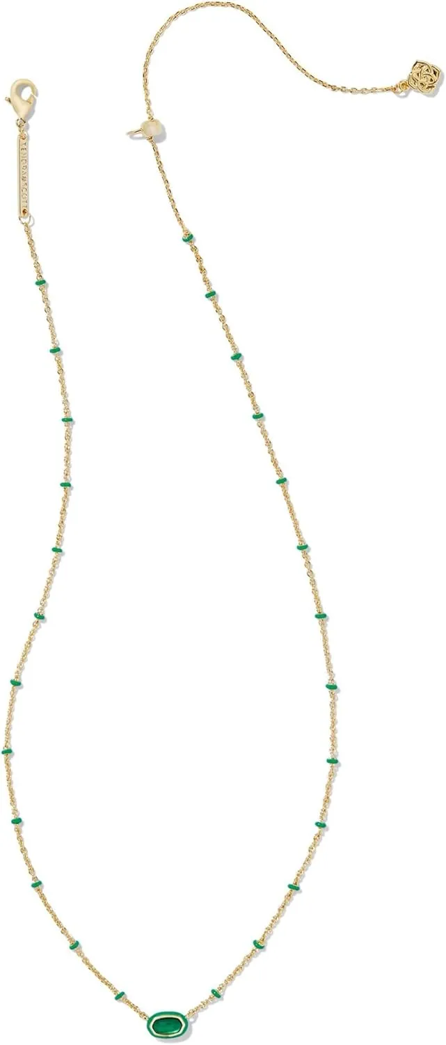 Kendra Scott Womens Mini Elisa Enamel Frame Short Pendant Necklace Gold Emerald Illusion One Size