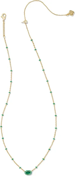 Kendra Scott Womens Mini Elisa Enamel Frame Short Pendant Necklace Gold Emerald Illusion One Size