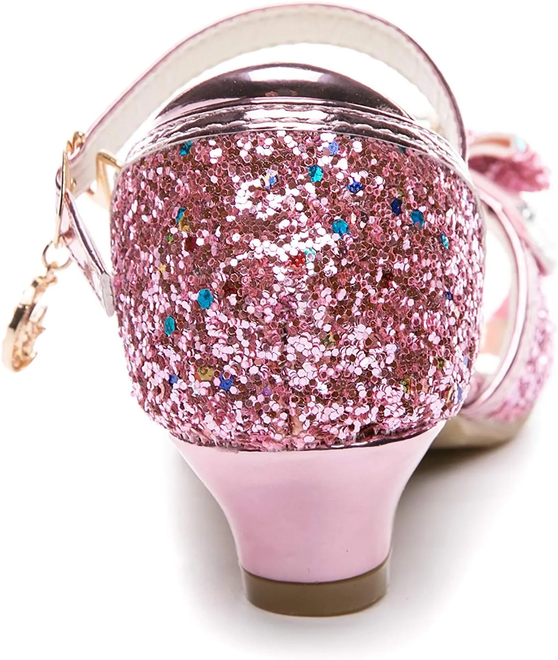 Kid Girls Glitter Wedding Sandals Sequin Party Bridesmaids Princess Crystal High Heels Shoes