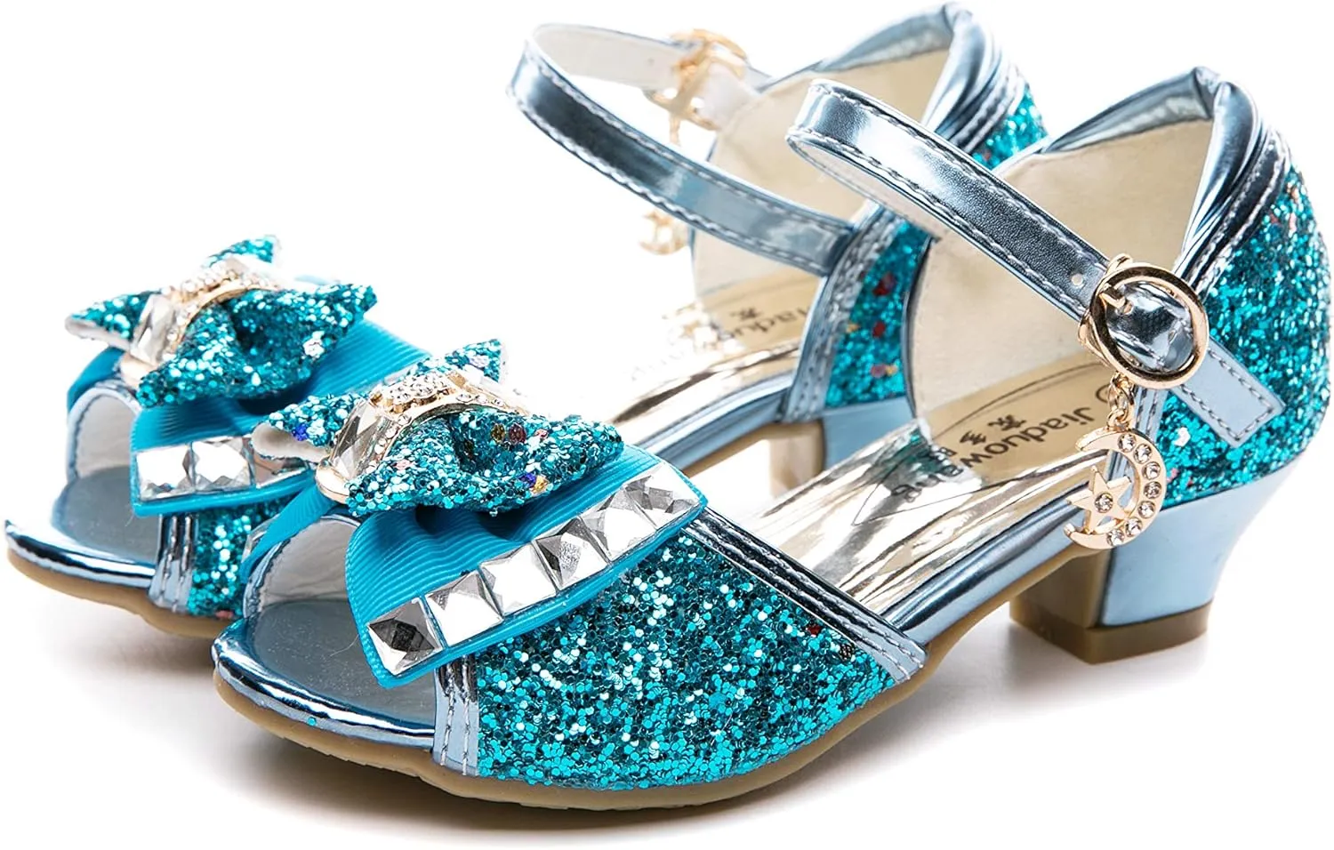 Kid Girls Glitter Wedding Sandals Sequin Party Bridesmaids Princess Crystal High Heels Shoes