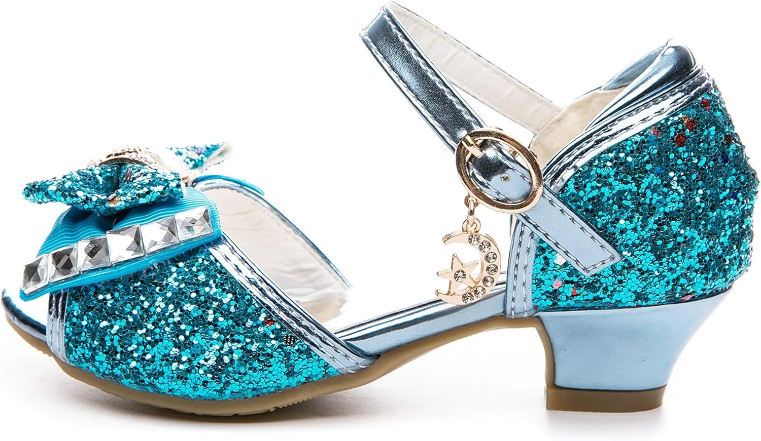 Kid Girls Glitter Wedding Sandals Sequin Party Bridesmaids Princess Crystal High Heels Shoes