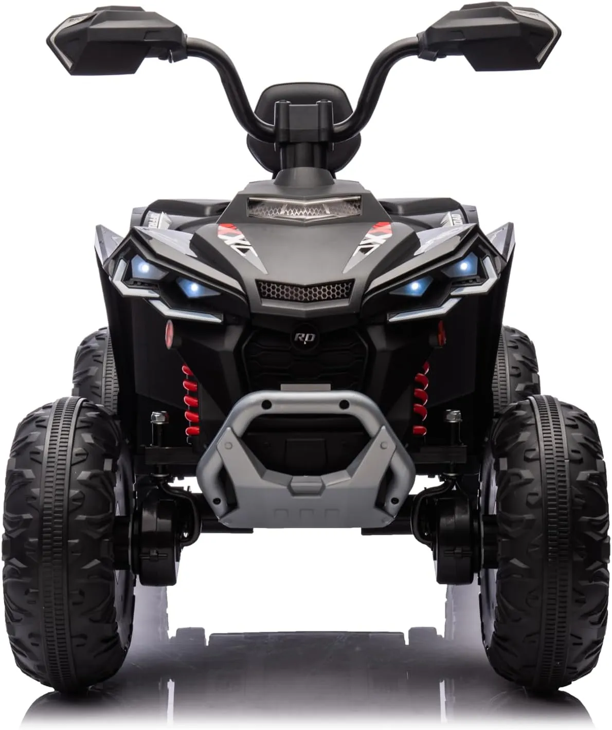 Kids ATV 4 Wheeler, JOYRACER 24V Ride on Toys for Big Kids 2 Seater w/800W Motor, 9Ah Battery Powered Electric Vehicle Quad w/Leather Cushion, Kneepads, Pull Bow, Spring Suspension, Bluetooth, J Black