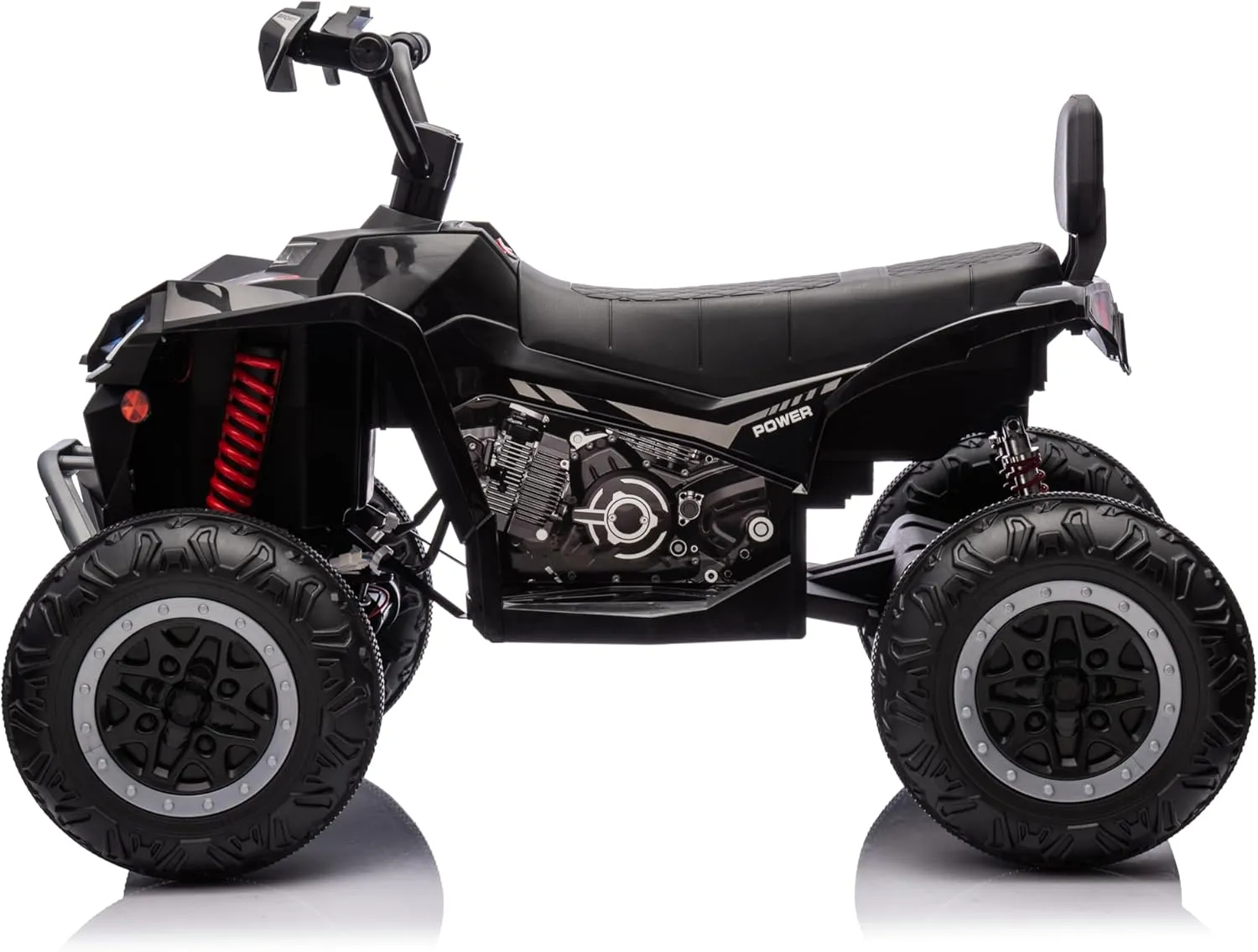 Kids ATV 4 Wheeler, JOYRACER 24V Ride on Toys for Big Kids 2 Seater w/800W Motor, 9Ah Battery Powered Electric Vehicle Quad w/Leather Cushion, Kneepads, Pull Bow, Spring Suspension, Bluetooth, J Black