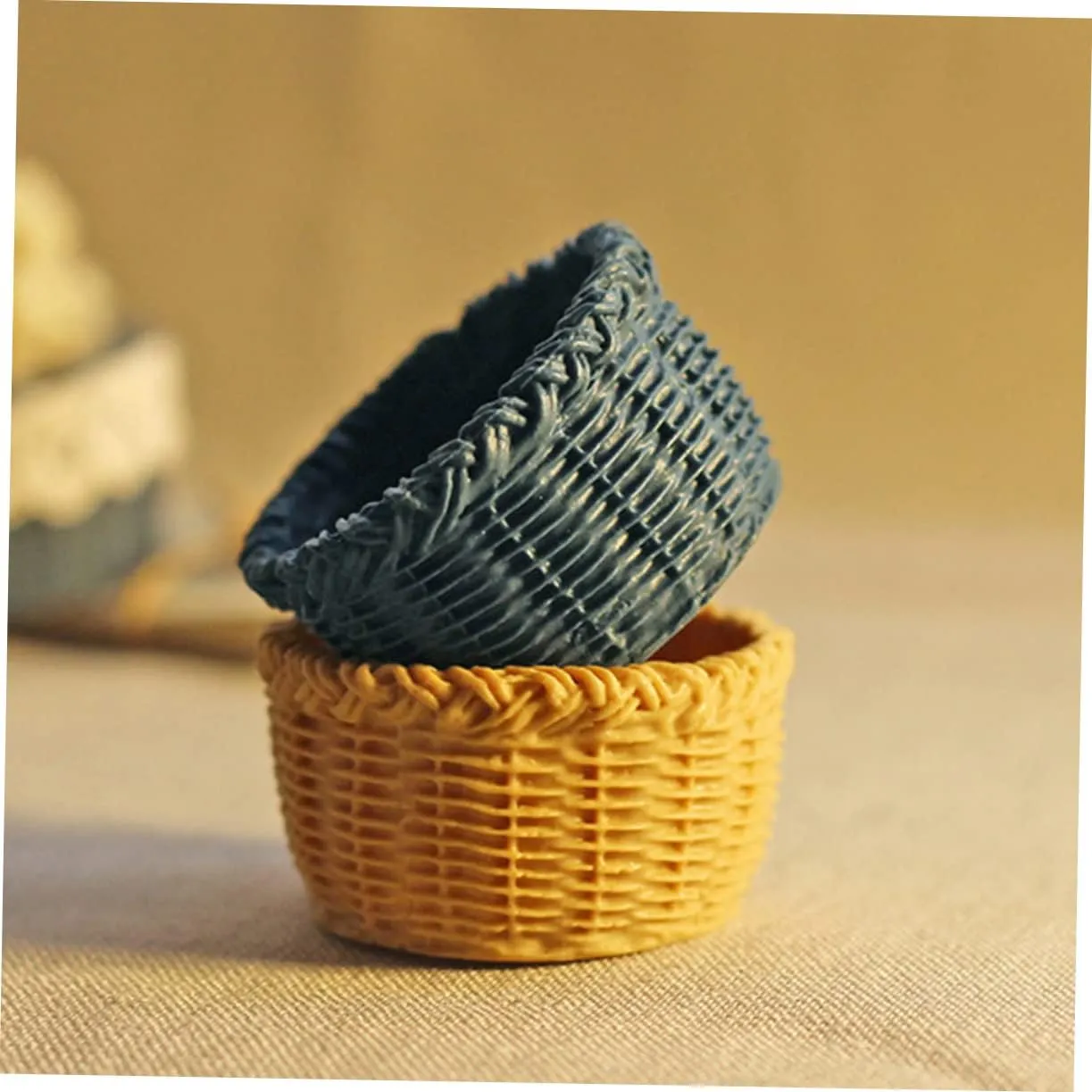 Kisangel 4sets 6pcs Mini Basket Creative Storage Decor for Dollhouses Multi Use Miniature Furniture Smooth Surface Design for DIY Projects and Home Ornaments 6pcs*4