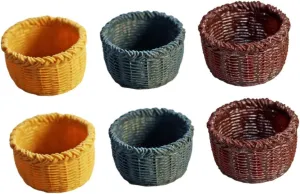 Kisangel 4sets 6pcs Mini Basket Creative Storage Decor for Dollhouses Multi Use Miniature Furniture Smooth Surface Design for DIY Projects and Home Ornaments 6pcs*4