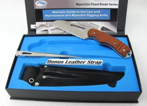 Knives W100P Generation 2 Pro Wood Offshore Rigging System Fixed Blade and Marlinspike Fits in Leather Sheath