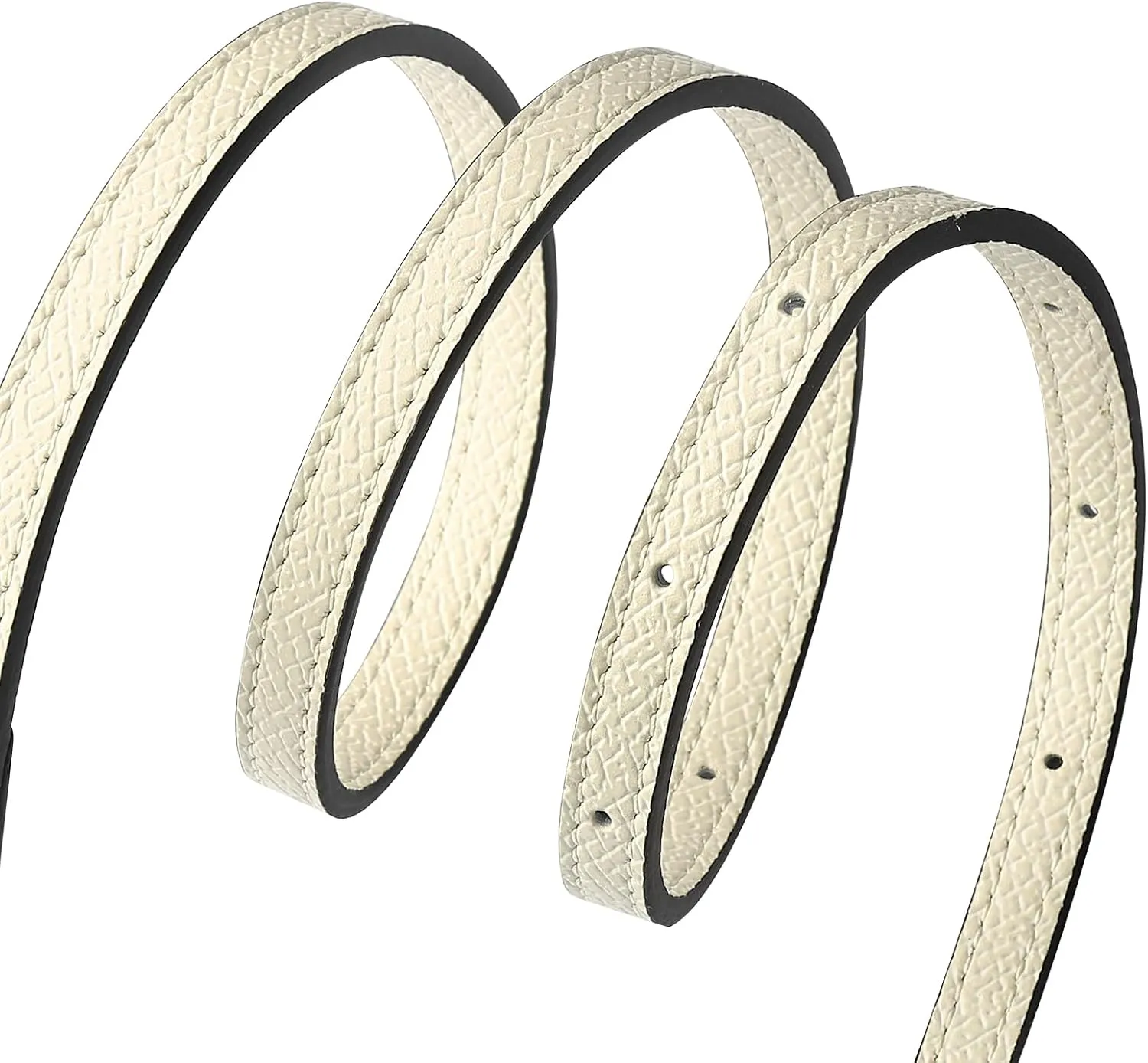 KOMHPS Purse Straps Replacement, Leather Handbag Crossbody Shoulder Strap Adjustable for Longchamp Bag Women(White Sliver)