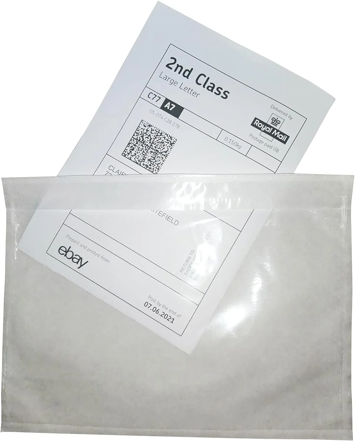 LabelMore 200 pcs 6" x 9" Clear Plastic Adhesive Packing List Envelope Mailing bag Shipping label Pouch Return Label Documents