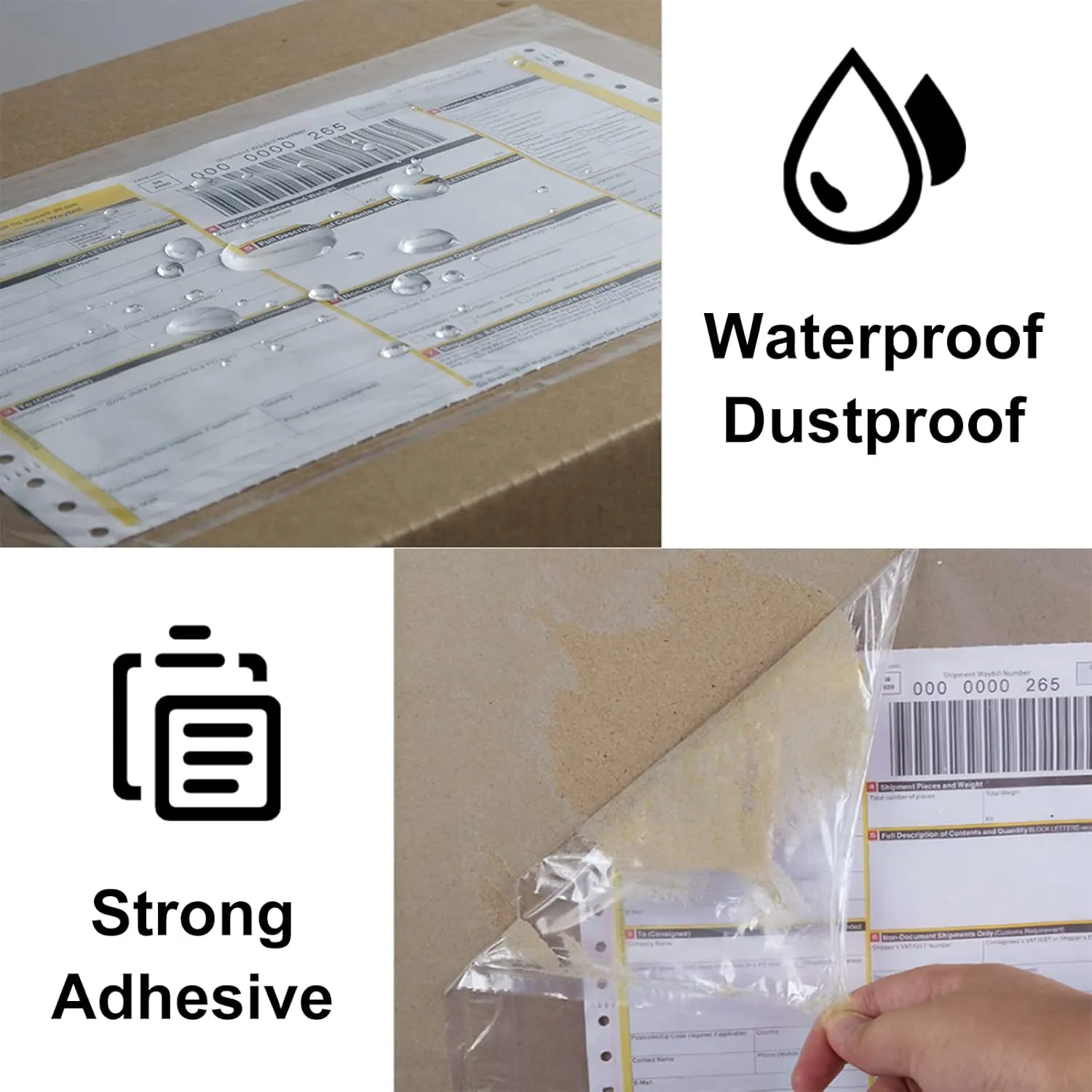 LabelMore 200 pcs 6" x 9" Clear Plastic Adhesive Packing List Envelope Mailing bag Shipping label Pouch Return Label Documents
