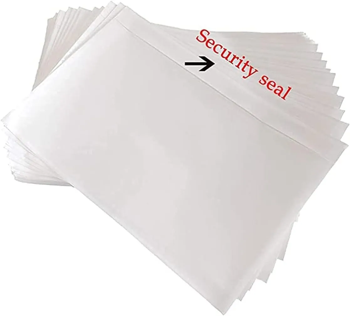 LabelMore 200 pcs 6" x 9" Clear Plastic Adhesive Packing List Envelope Mailing bag Shipping label Pouch Return Label Documents