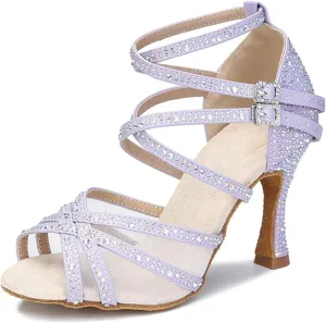 Ladies Satin Mesh Bridal Sandals - Soft Sole Design with Pearl Anklets for Garden Weddings (8CM/3.15")