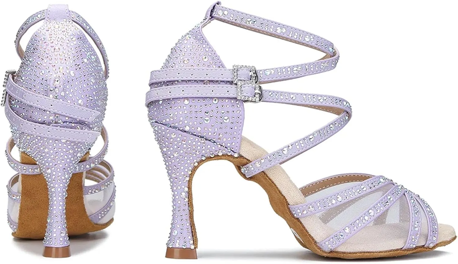 Ladies Satin Mesh Bridal Sandals - Soft Sole Design with Pearl Anklets for Garden Weddings (8CM/3.15")