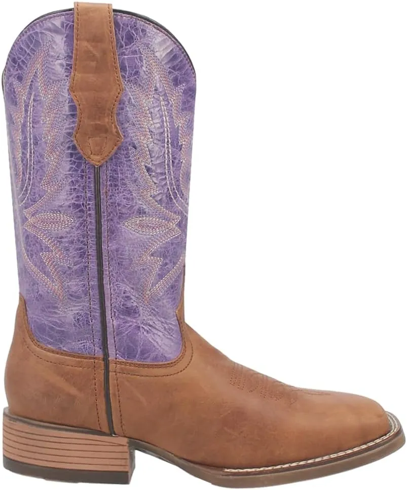 Laredo Womens Mara Embroidery Square Toe Casual Boots Mid Calf Low Heel 1-2" - Brown, Purple