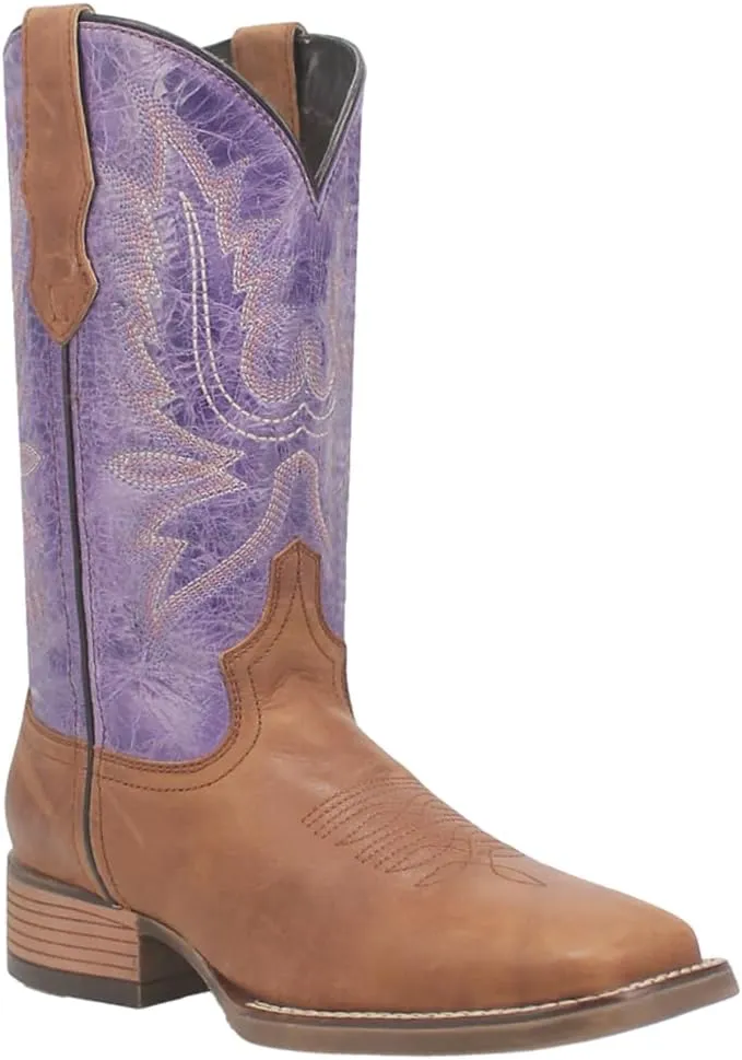 Laredo Womens Mara Embroidery Square Toe Casual Boots Mid Calf Low Heel 1-2" - Brown, Purple