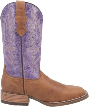 Laredo Womens Mara Embroidery Square Toe Casual Boots Mid Calf Low Heel 1-2" - Brown, Purple