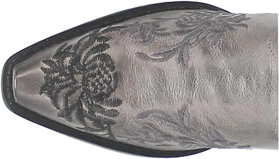 Laredo Womens Sylvan Floral Embroidery Snip Toe Casual Boots Mid Calf Low Heel 1-2" - Grey