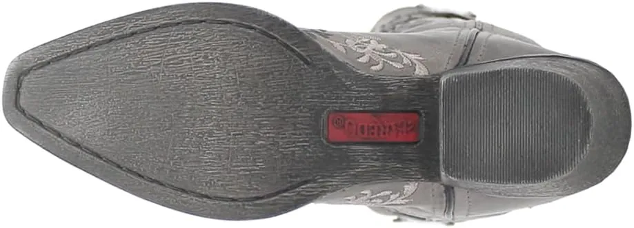 Laredo Womens Sylvan Floral Embroidery Snip Toe Casual Boots Mid Calf Low Heel 1-2" - Grey