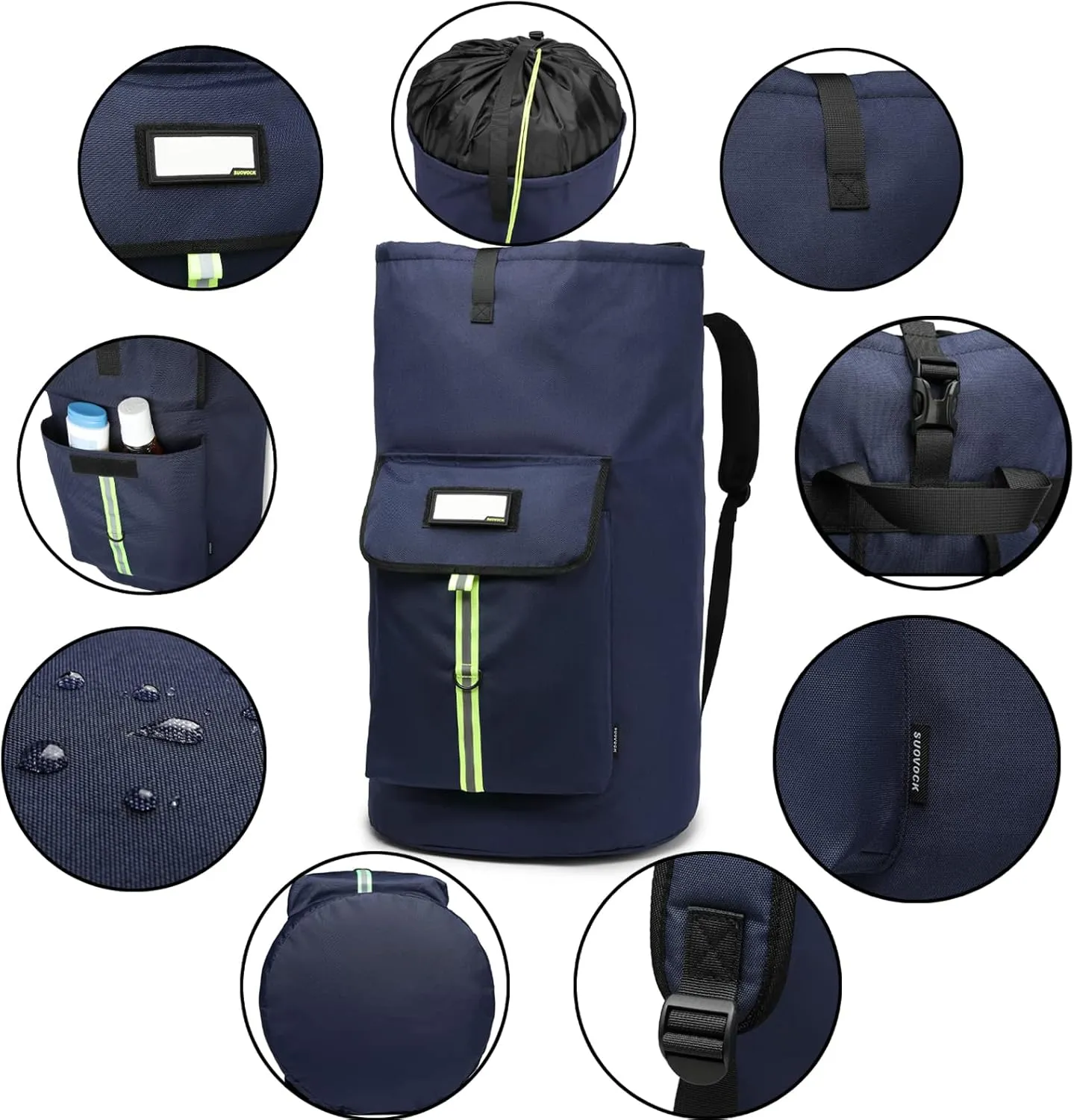 laundry bag backpack, extra-large heavy duty laundry bags, laundry backpack for college students, with drawstring closure (Dark blue laundry bag backpack)