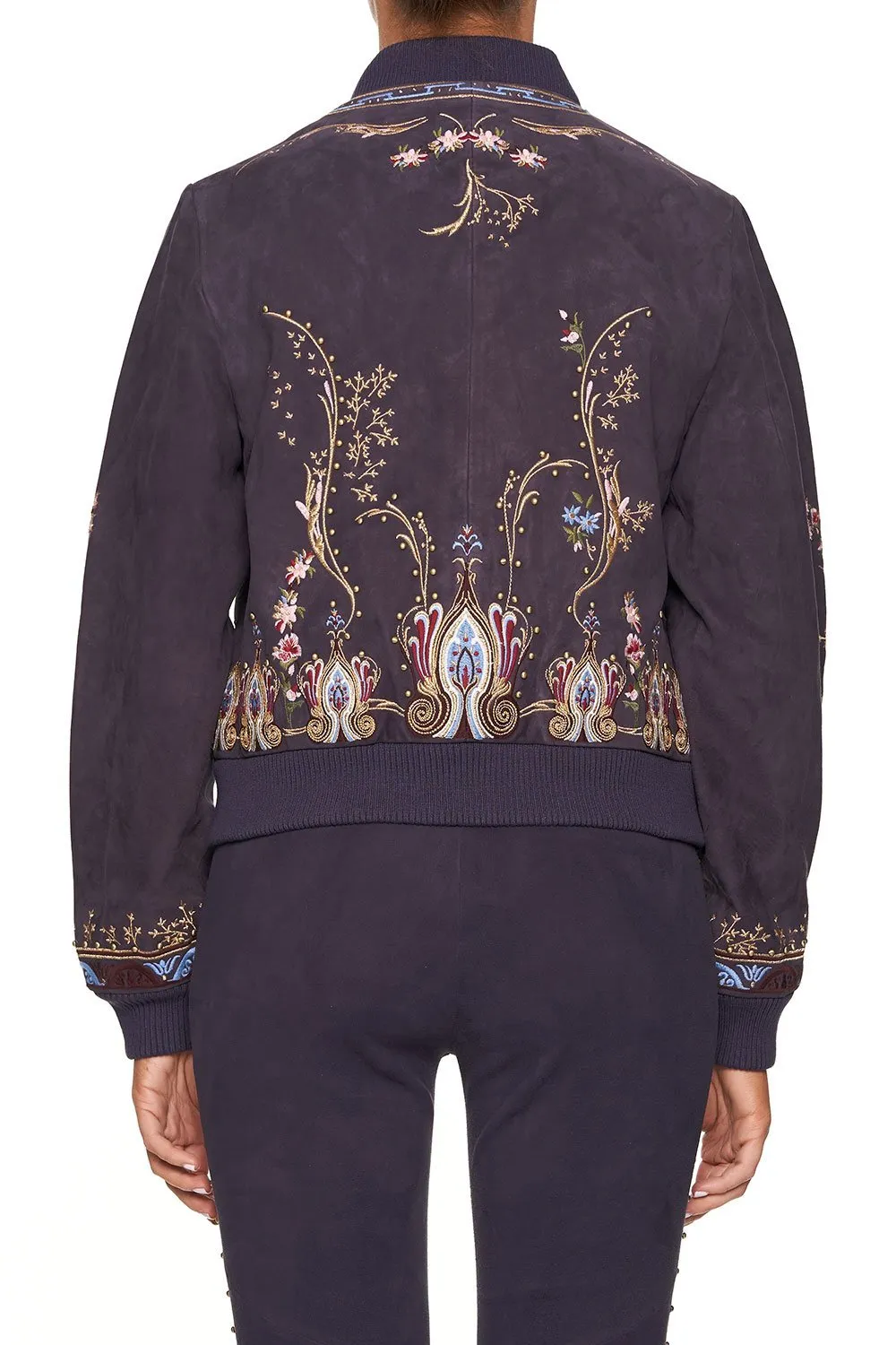 LEATHER BOMBER JACKET WILD FLOWER