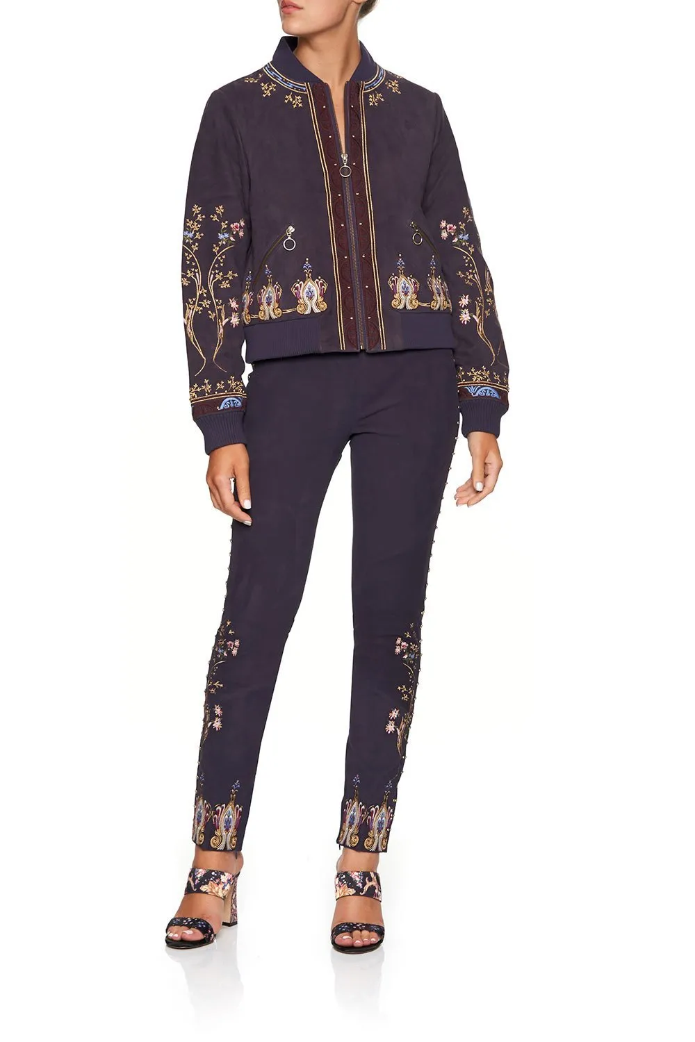 LEATHER BOMBER JACKET WILD FLOWER