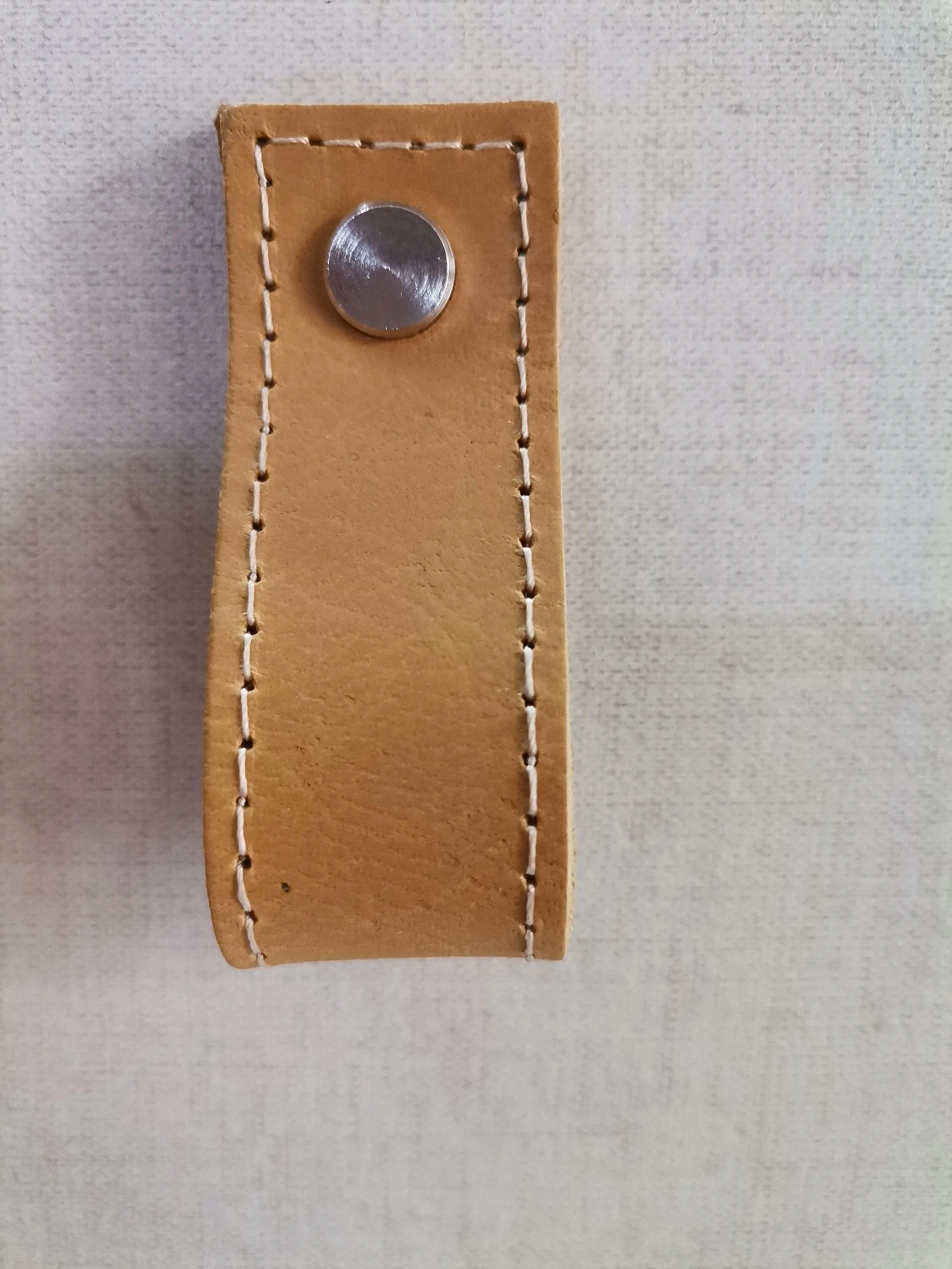 Leather drawer pulls, furniture leather knobs for cabinet doors, stitched and rectangle, width 2,5 cm (1" inch)