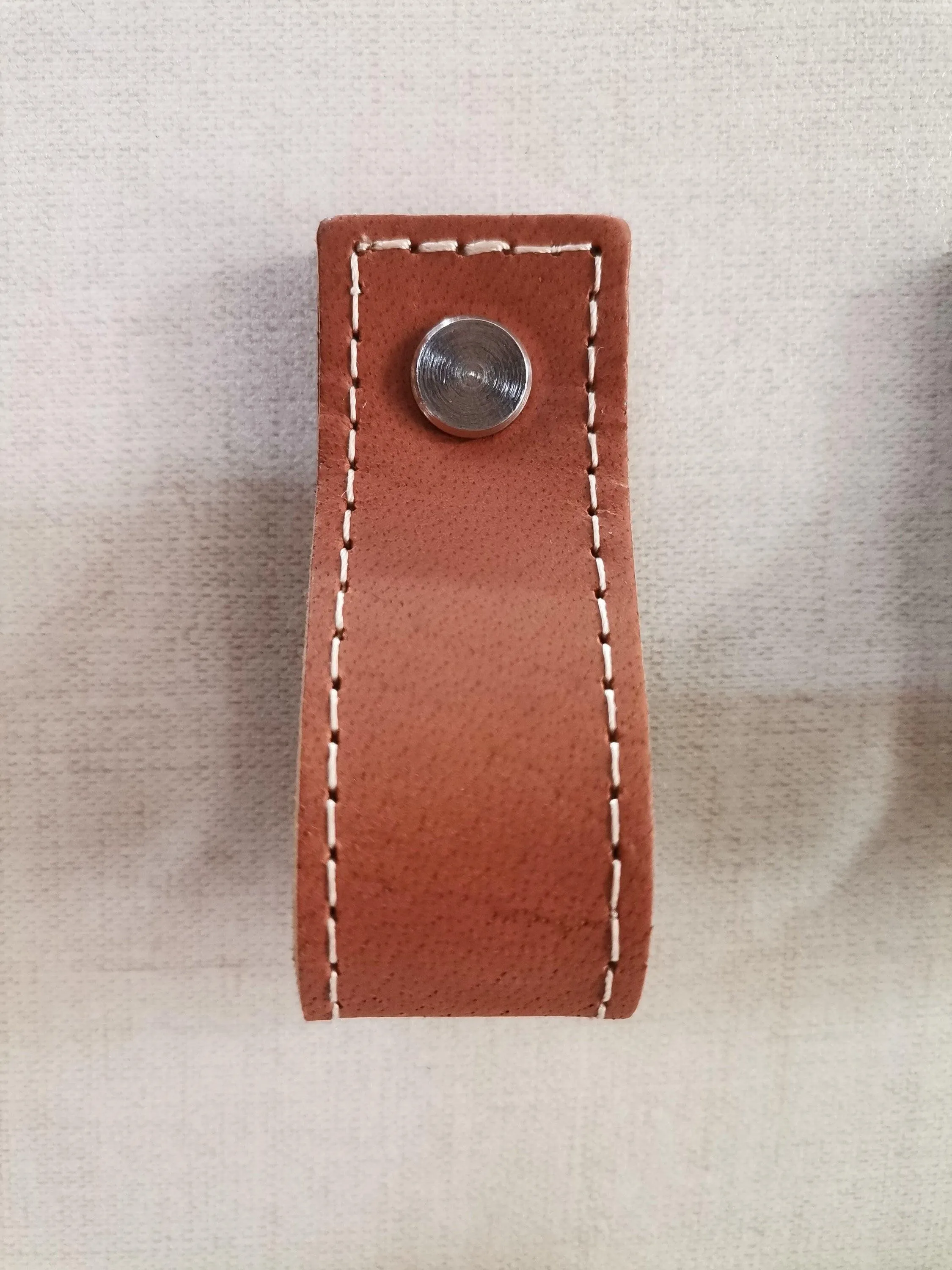 Leather drawer pulls, furniture leather knobs for cabinet doors, stitched and rectangle, width 2,5 cm (1" inch)