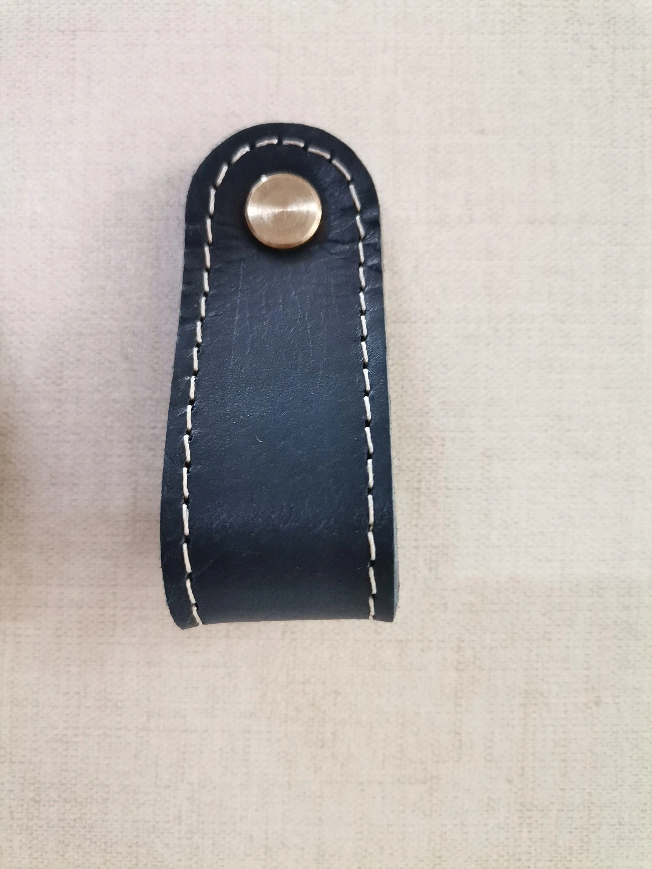 Leather drawer pulls, furniture leather knobs for cabinet doors, stitched and  rounded, width 2,5 cm (1" inch)