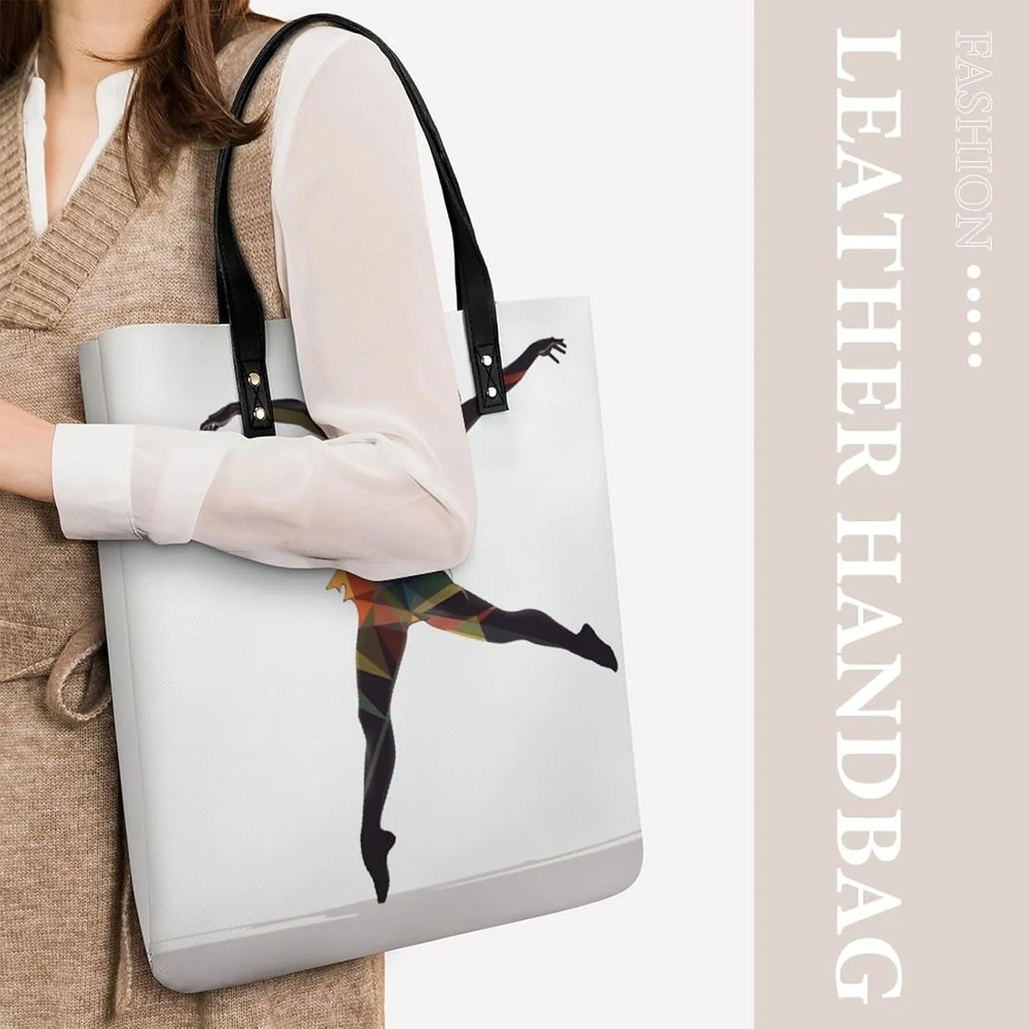 Leather Handbag for Women Tote Bag with Magnetic Buckle Boat Map Crossbody Bag Shoulder Bag