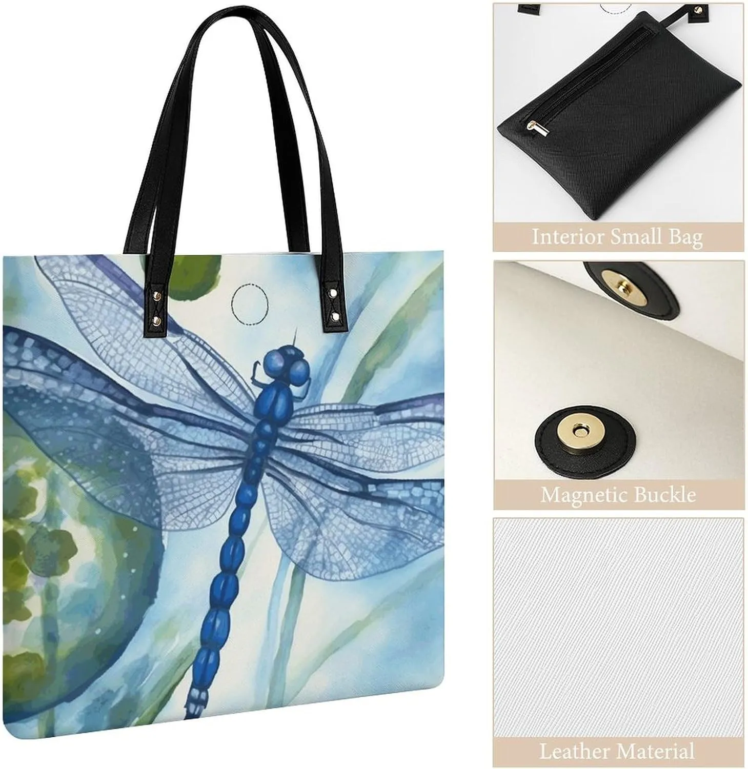 Leather Handbag for Women Tote Bag with Magnetic Buckle Cute Cockatiel Crossbody Bag Shoulder Bag